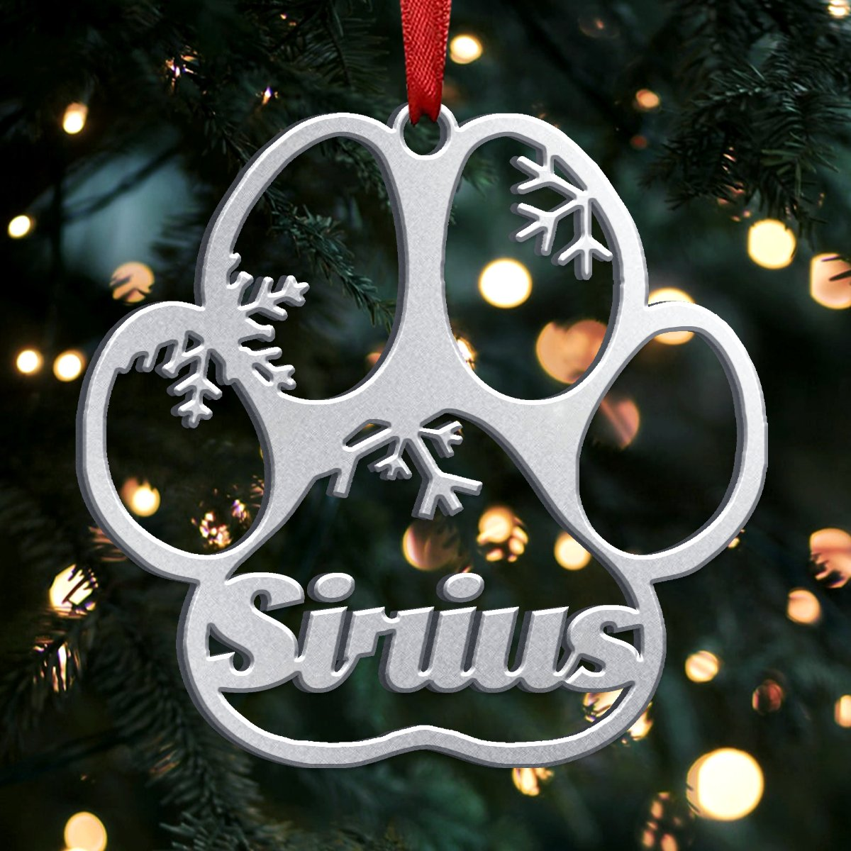 PERSONALIZED DOG/CAT PAW CHRISTMAS STAINLESS STEEL ORNAMENT