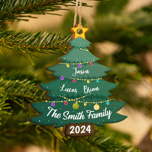 Christmas Tree Family - Personalized Custom Shaped Wooden Ornament