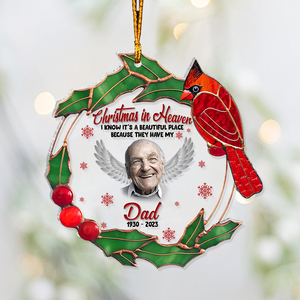 Christmas In Heaven - Memorial gift for loss of - Personalized Transparent Ornament