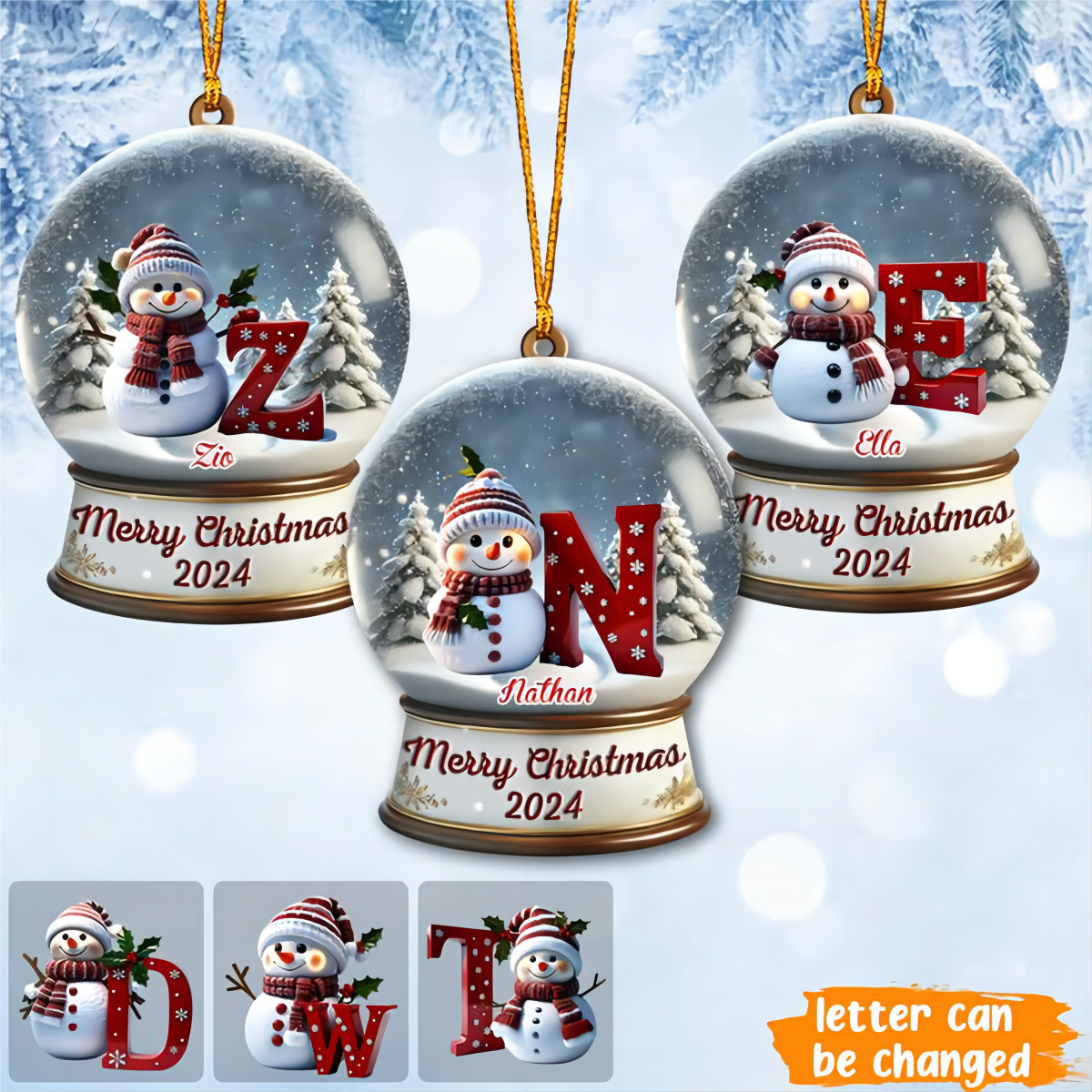 Merry Christmas - Personalized Family Crystal Ball Ornament