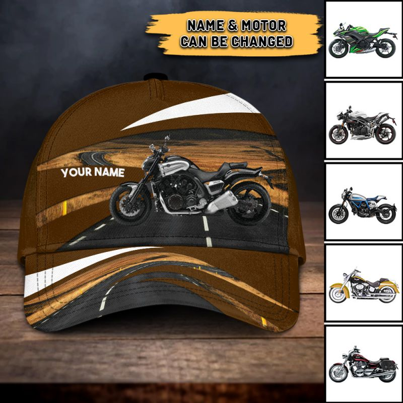 Custom Brown Motorcycle Print Classic Cap