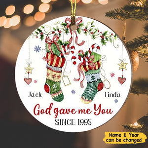 Gift For Couple God Gave Me You Personalized Circle Ornament