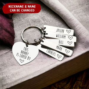 Personalized Heart Shaped Loved By Keychain,Gift For Mom,Grandma