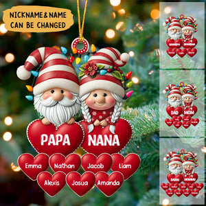 Christmas Grandma & Grandpa Mom & Dad With Heart Kids Personalized Ornament