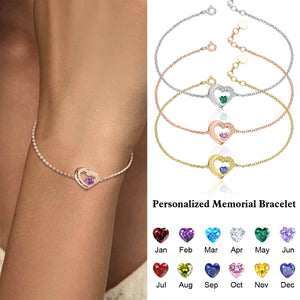 Personalized Memorial Heart Birthstone Memorial Bracelet