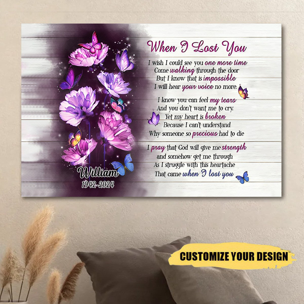 When I Lost You Butterfly-Personalized Butterfly Canvas