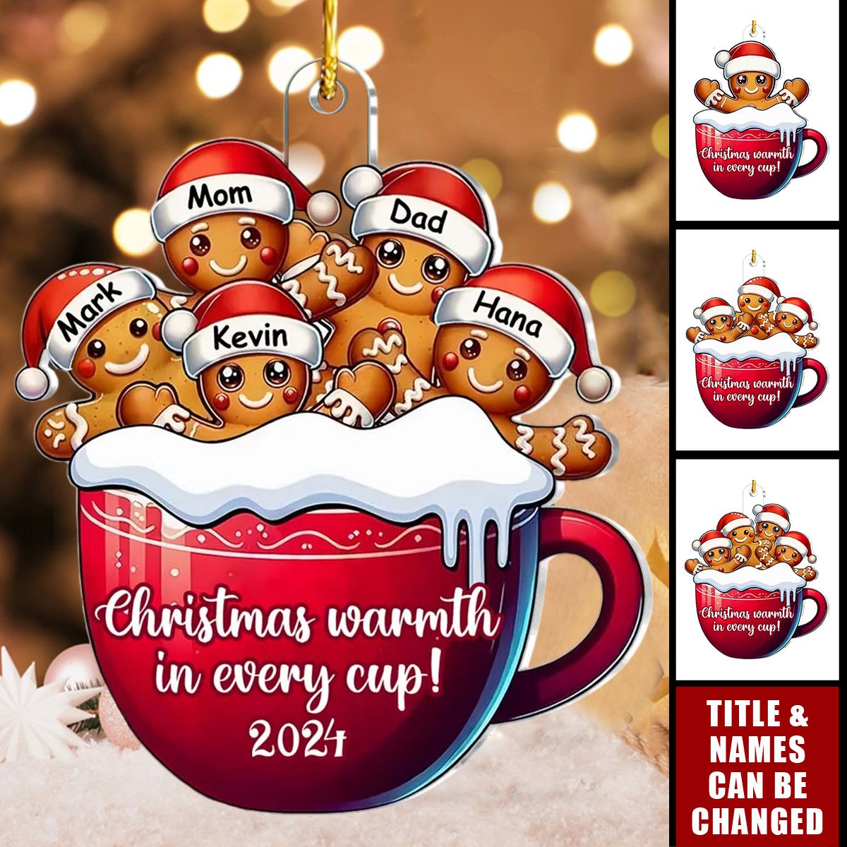 Hot Cocoa Cookie Man Family-Personalized Acrylic Christmas Gift