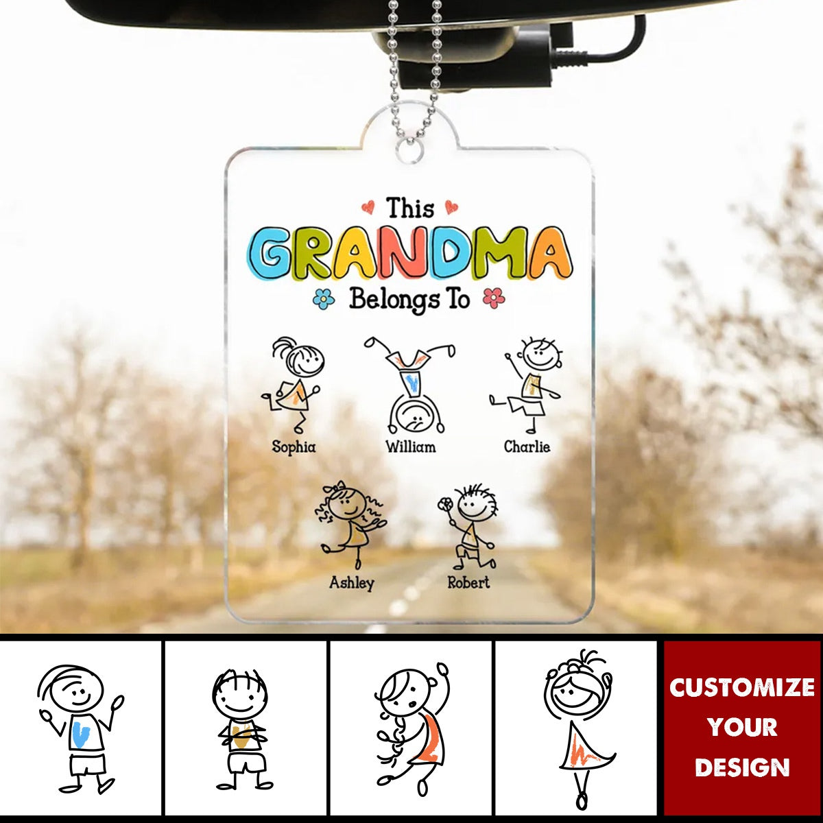 This Grandma Belongs To Drawing Personalized Acrylic Car Ornament