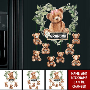 Grandma/ mama Bear Heart Wreath Personalized Sticker