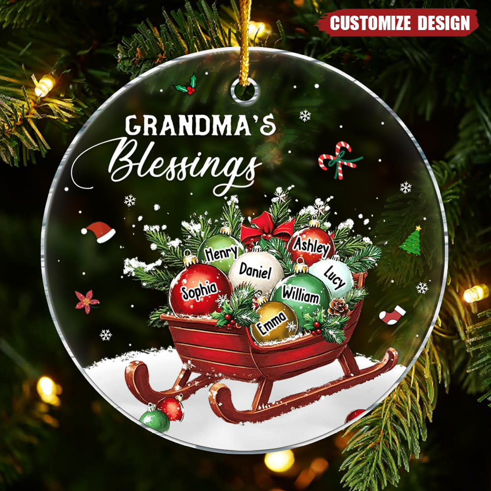 Personalized Grandma's blessings Acrylic Circle Ornament