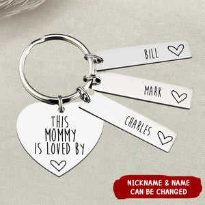 Personalized Heart Shaped Loved By Keychain,Gift For Mom,Grandma