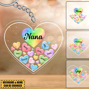 Grandma Mom Hearts In Heart Personalized Acrylic Keychain