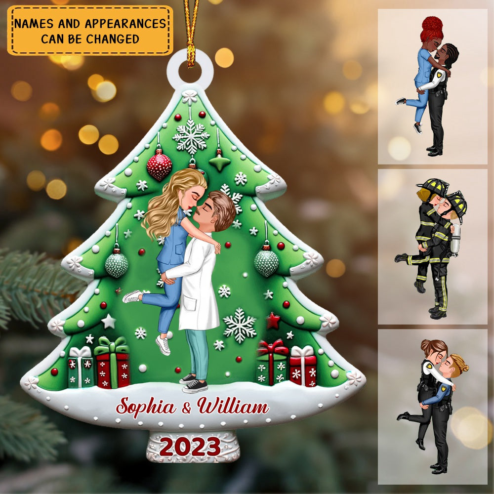 Couple Christmas Tree Personalized Acrylic Ornament Gifts by Occupation