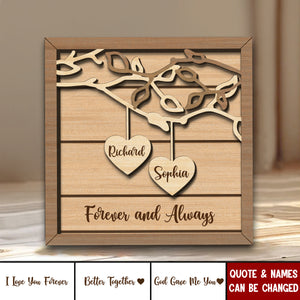 I Love You Forever - Personalized Couple 2 Layers Wooden Plaque