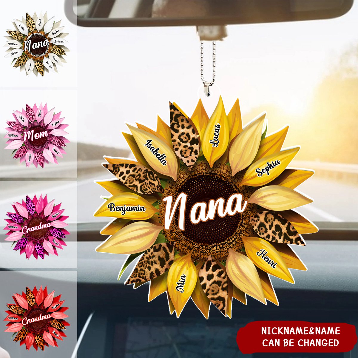 Nana, Mom, Auntie Family Sunflower - Personalized Acrylic Ornament