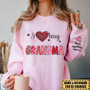 I Love Being Grandma Heart With Grandkids Personalized Valentine 2024 Sweatshirt
