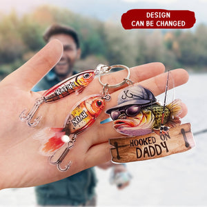 Hooked On Daddy, Dad, Father, Grandpa, Papa - Personalized Acrylic Keychain