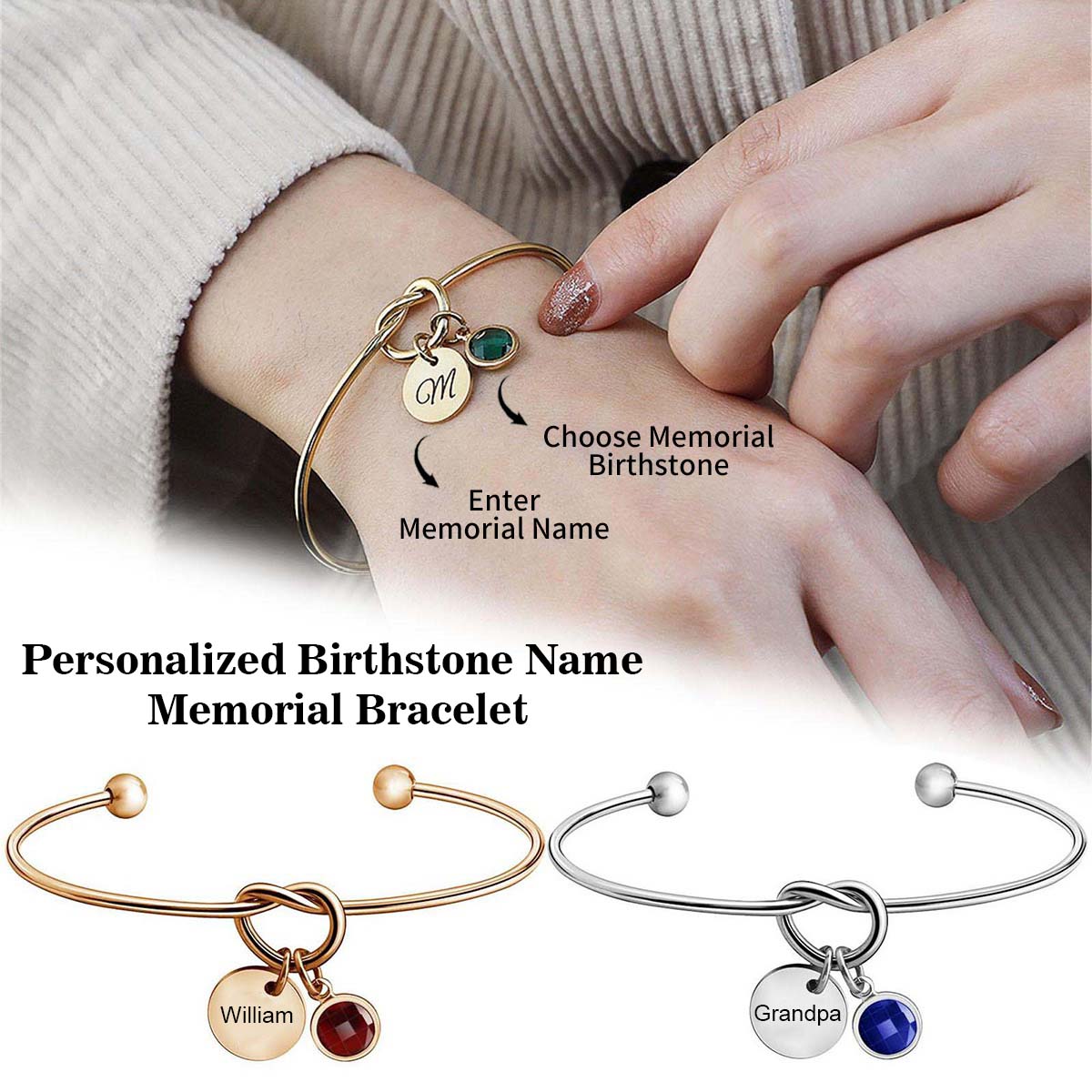 Personalised Forever in My Heart Knot Infinity Birthstone Bracelet