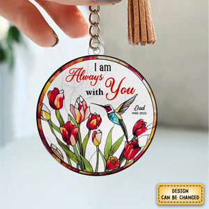 Memorial Hummingbird and Tulips Personalized Keychain