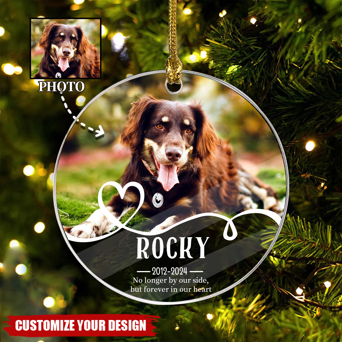 Personalized Pet Memorial Ornament, Pet Loss Ornament For Christmas