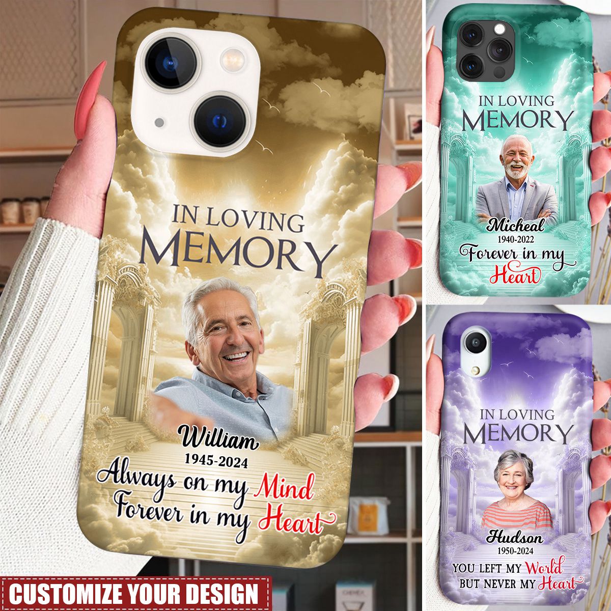 In Loving Memory Upload Photo Heaven Gate Sky - Personalized Phone Case