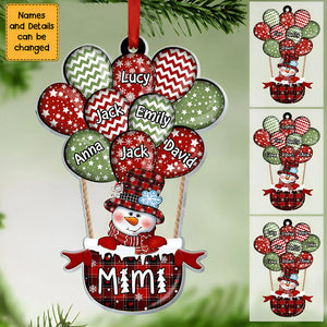 Cute Christmas Snowman Mimi Mom Balloon Kids Personalized Ornament