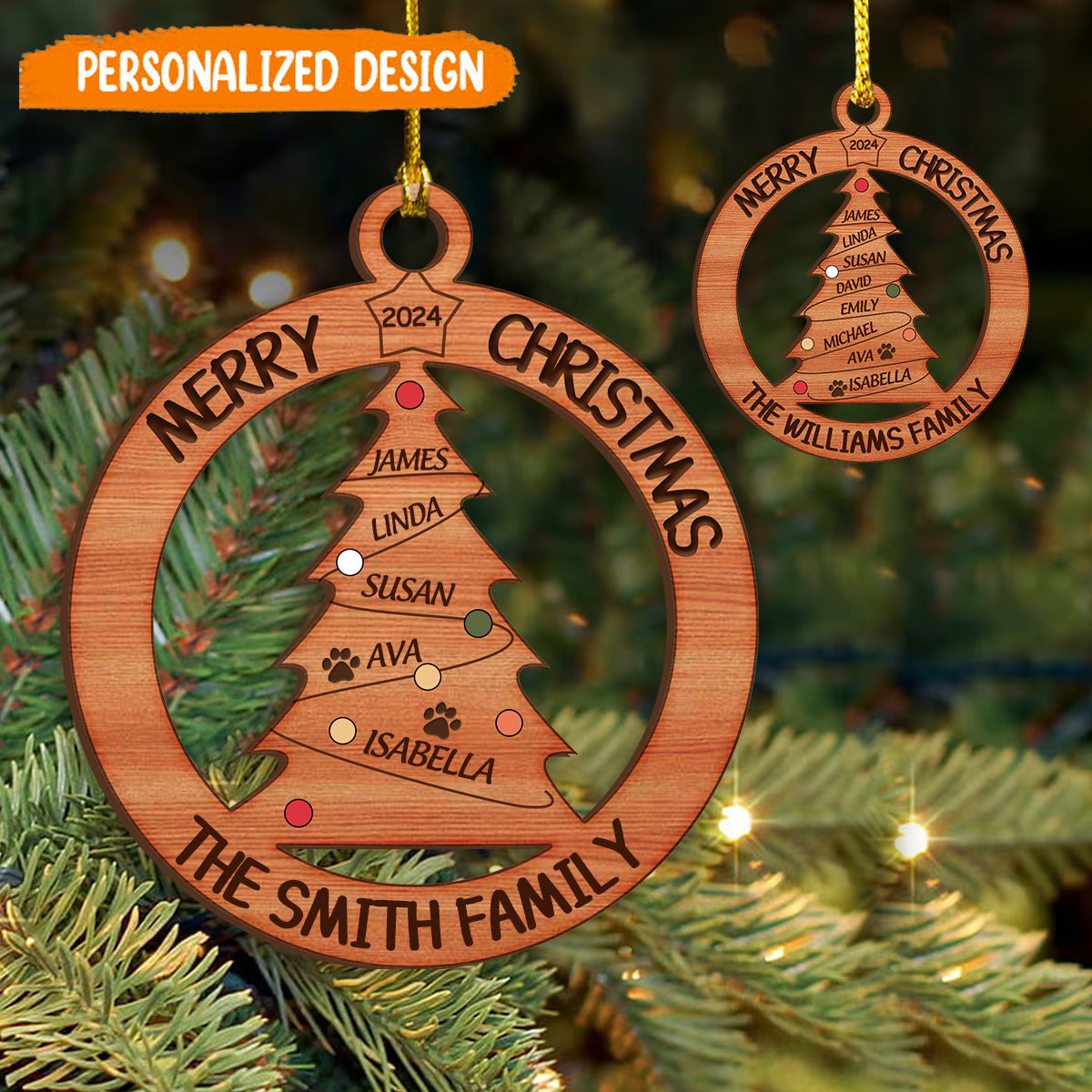 Personalized Wooden Ornaments For Your Family And Pets Christmas Tree With Names