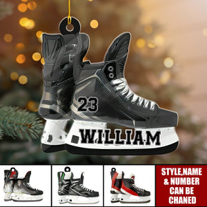 Hockey Skates Custom Name And Number Personalized Ornament For Hockey Lovers