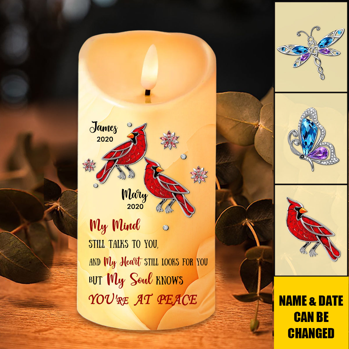 My Mind Still Talks To You And My Heart Still Looks For You - Memorial Personalized LED Candle