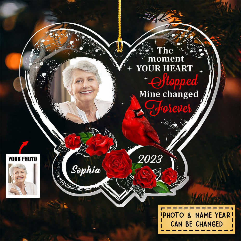 Memorial Cardinal The Moment Your Heart Stopped Personalized Ornament