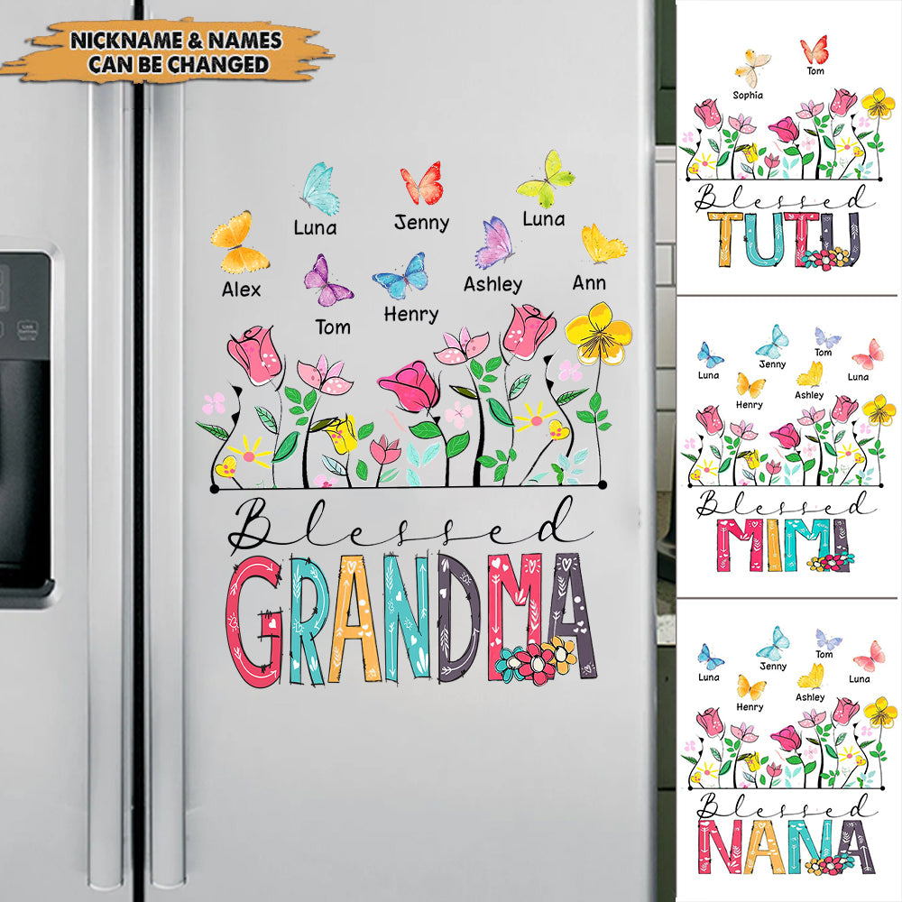 Blessed Grandma Flower Butterfly Custom Gift For Grandma Sticker