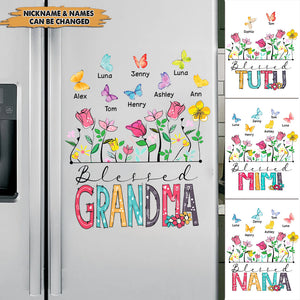 Blessed Grandma Flower Butterfly Custom Gift For Grandma Sticker