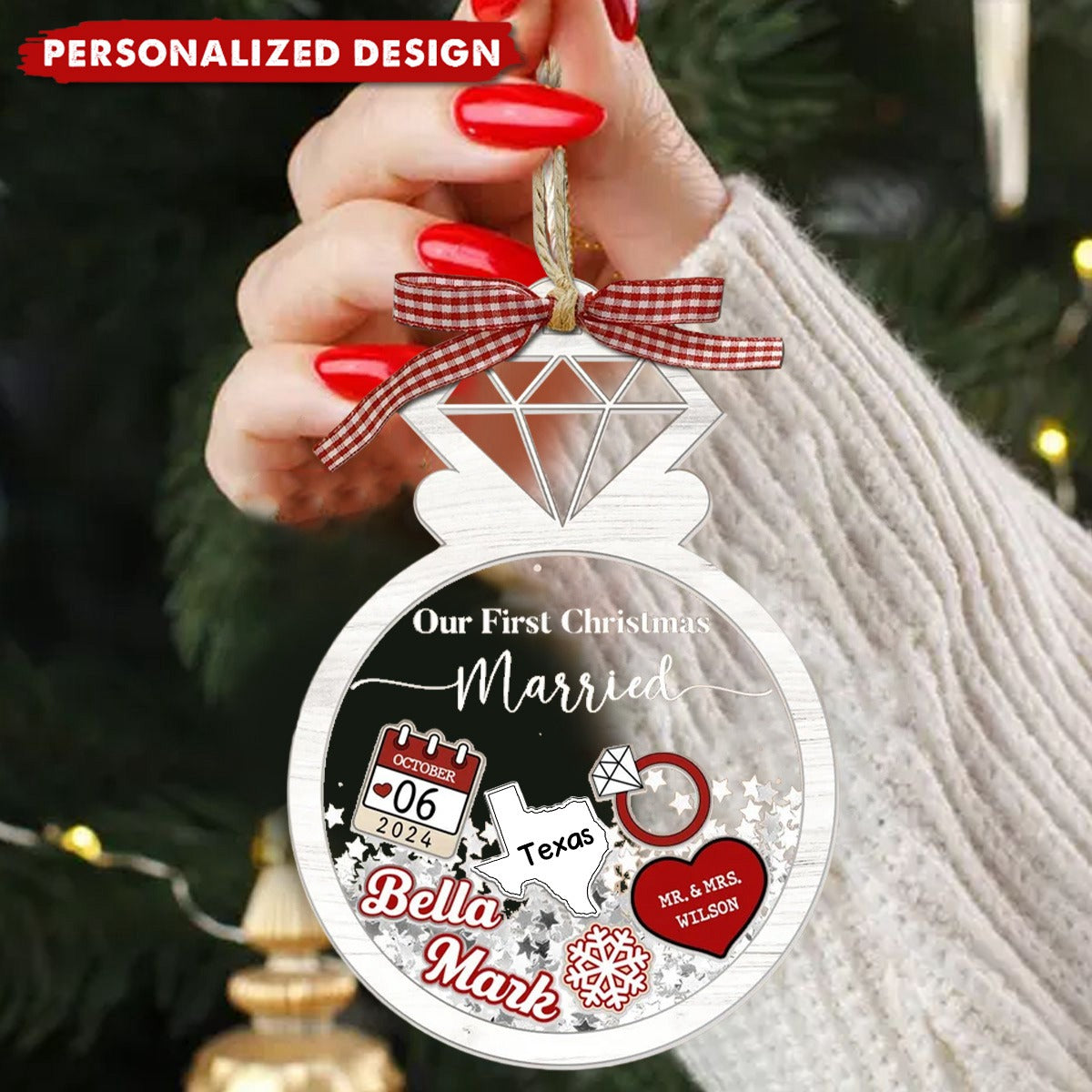 Our First Christmas Married--Personalized Acrylic Wedding Couple Memorial Ornament