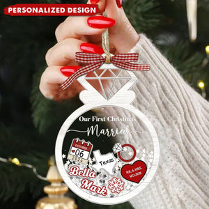 Our First Christmas Married--Personalized Acrylic Wedding Couple Memorial Ornament