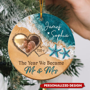 The Year We Became Mr & Mrs – Personalized Christmas Ceramic Ornaments Gift For Couple