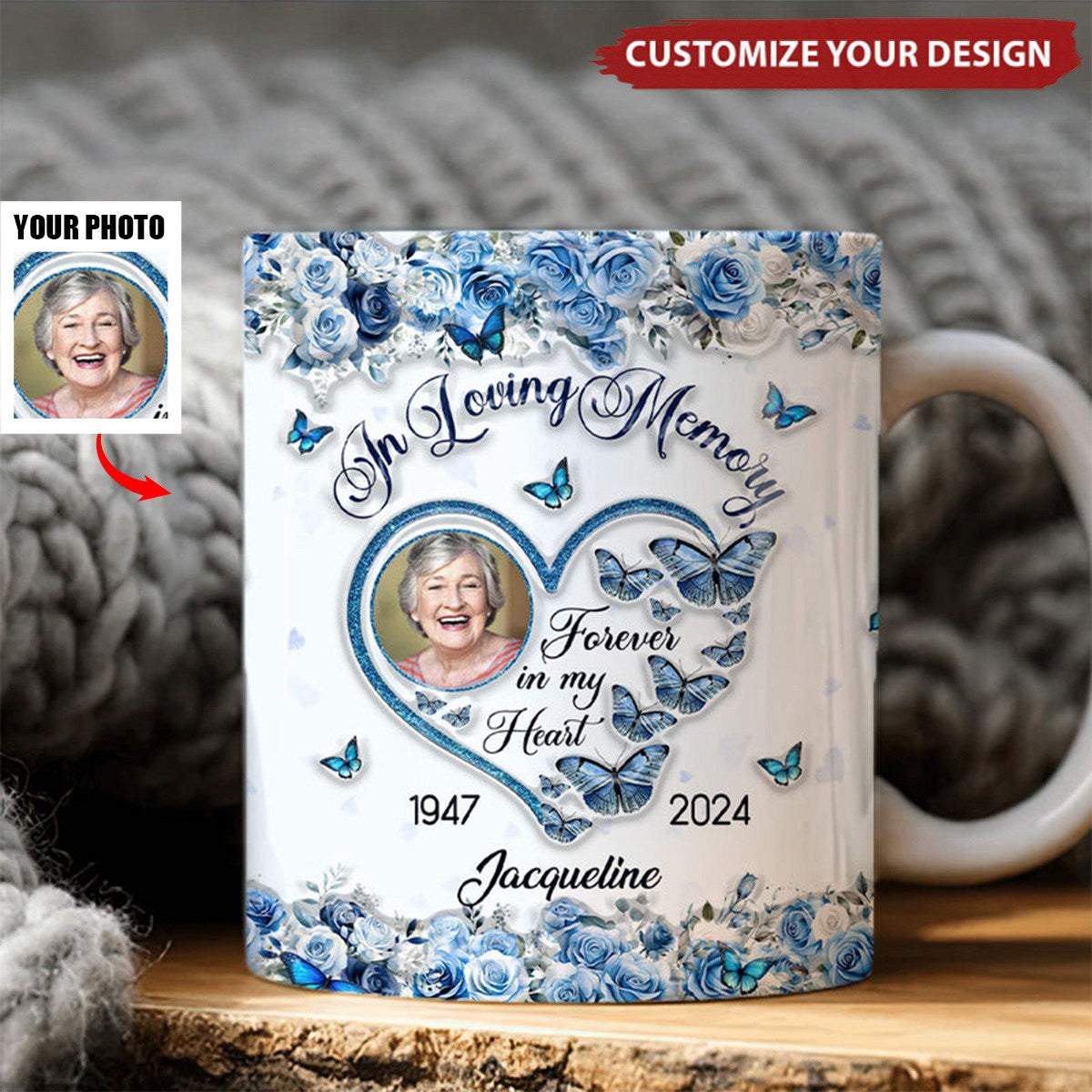 In Loving Memory Forever In My Heart 3D Inflated Effect Personalized Mug