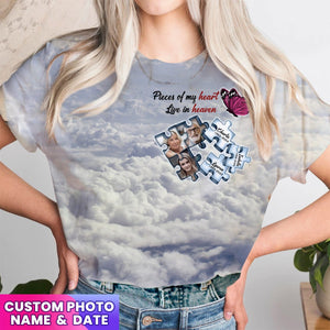 A Piece Of My Heart Lives In Heaven Upload Photo Personalized 3D T-shirt