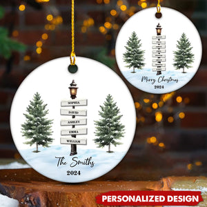 Personalized Winter Family Vintage Street Lamp Name Custom Gift