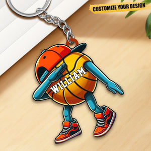 Personalized Basketball Cartoon Acrylic Keychain - Gift For Basketball Lover