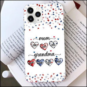 Mom Grandma Heart Grandkids American Flag Personalized Phone Case