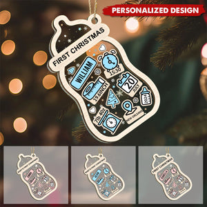 Baby's First Christmas Bottle - Personalized Double Layer Ornament