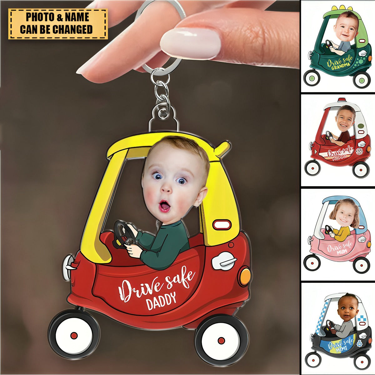 Custom Photo Drive Safe Daddy - Personalized Acrylic Keychain