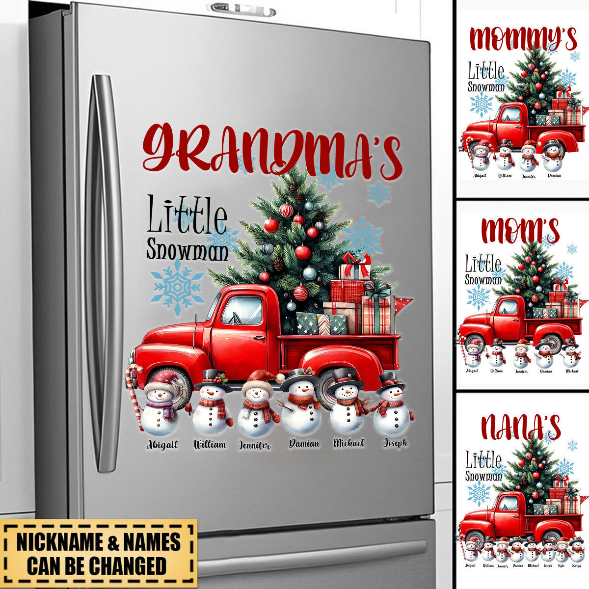 Merry Christmas Little Snowman-Personalized Customized Snowman Family Grandma Decal