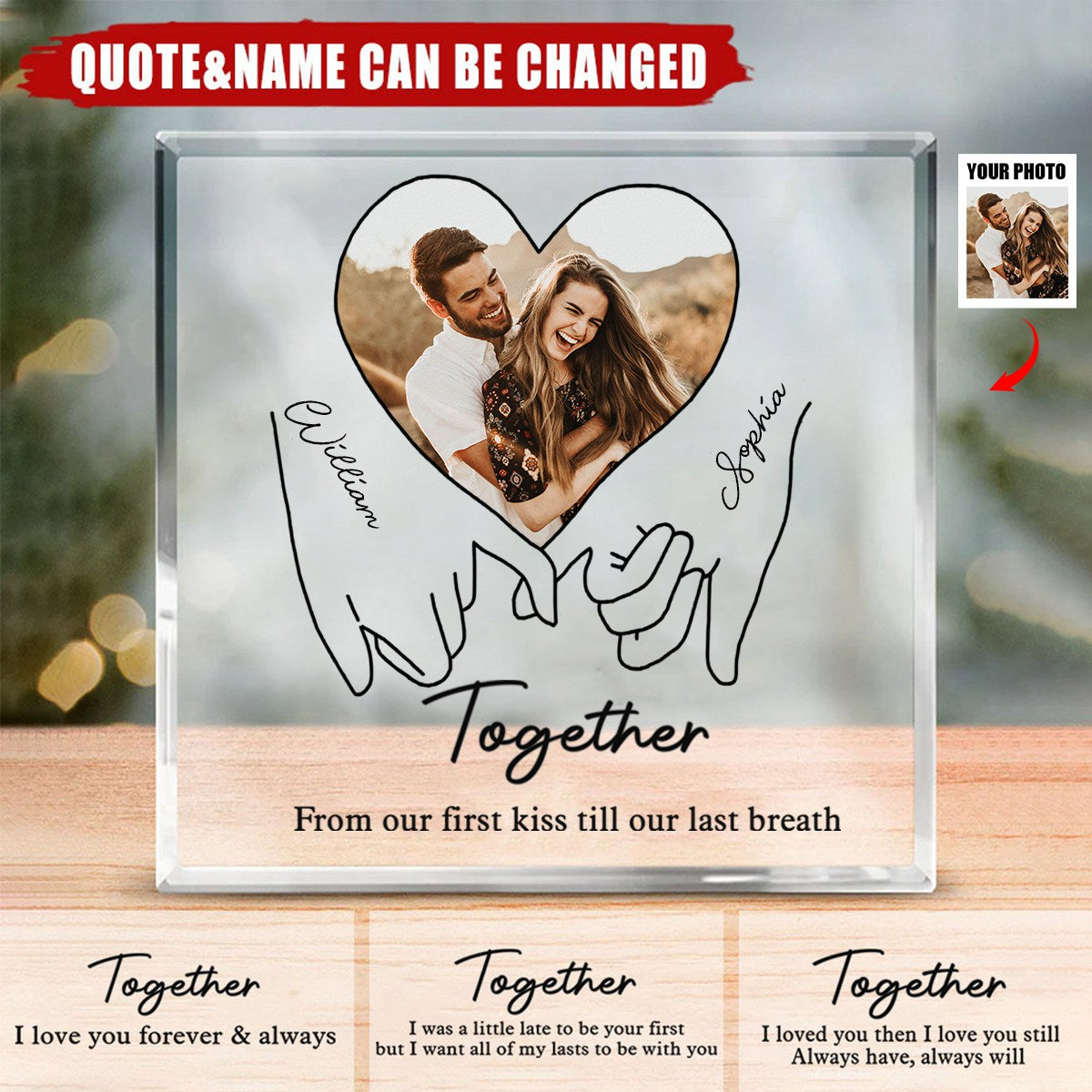 Custom Photo Couple Personalized Square Shaped Acrylic Plaque