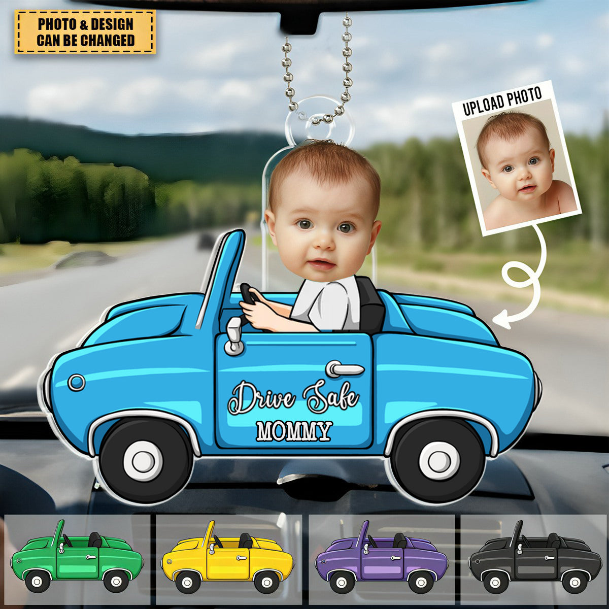 Upload Photo Just Have A Safe Trip, Daddy - Family Personalized Car Ornament