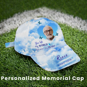 Upload Image Heaven, Never Walk Alone My Mom Dad Walks With Me Personalized Classic Cap