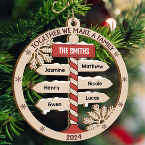 Together We Make A Family North Pole Sign - Personalized Wooden Cutout Ornament