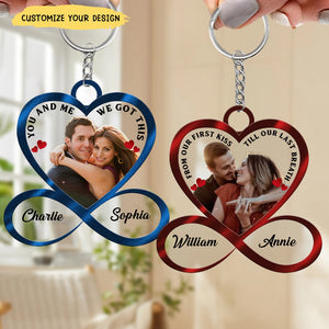 Infinity Heart Couple Custom Photo Personalized Acrylic Keychain