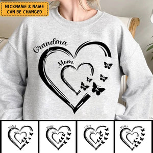 Grandma Mom Heart Butterfly Kids Personalized Sweatshirt