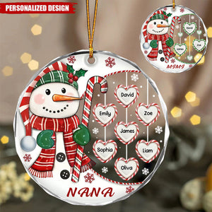 Sweetheart Snowman Candy For Grandparents-Personalized Name Ornament